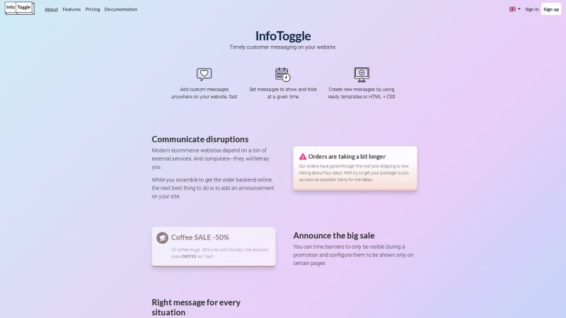 Homepage of infotoggle