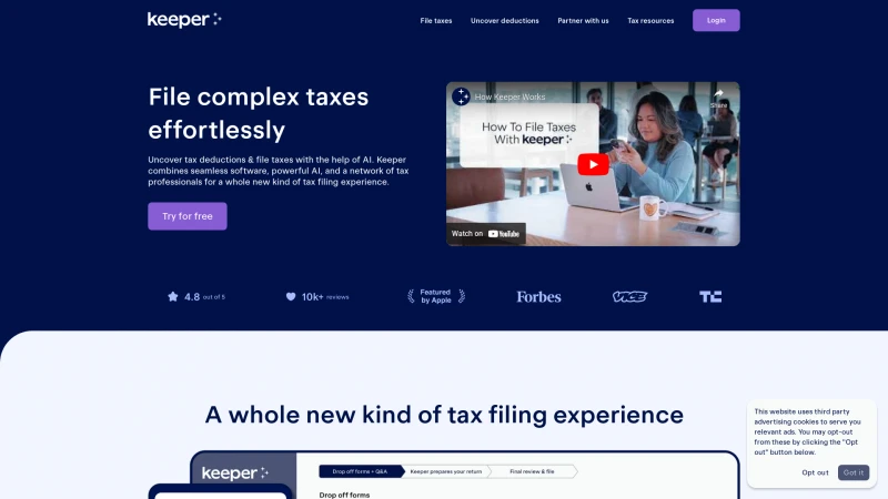 Homepage of keepertax