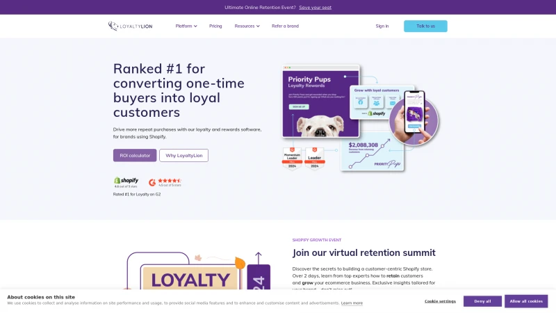 Homepage of loyaltylion