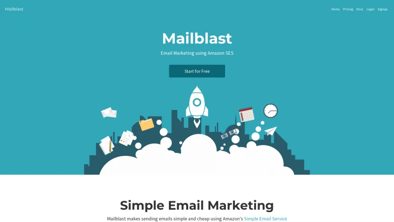 Homepage of mailblast