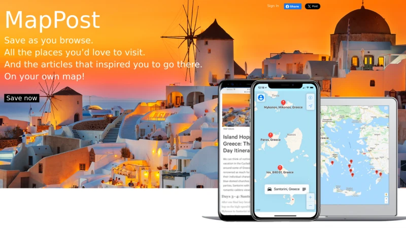 Homepage of mappostit