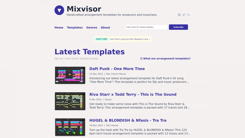 Homepage of mixvisor