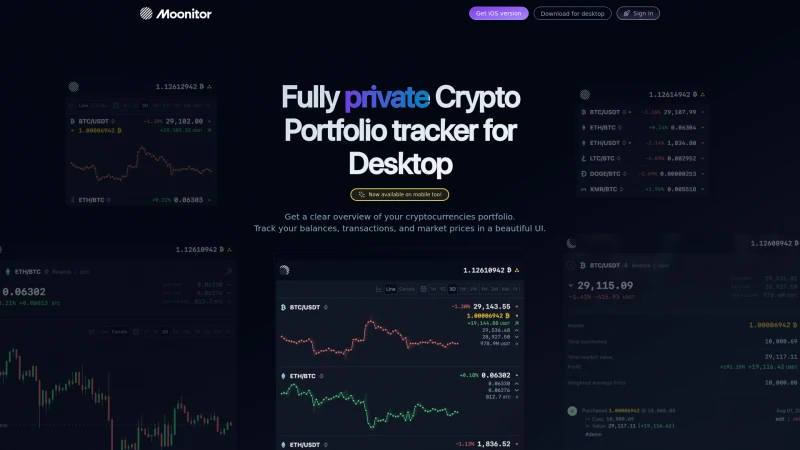 Homepage of moonitor