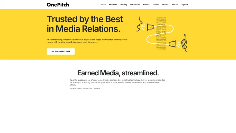 Homepage of onepitch