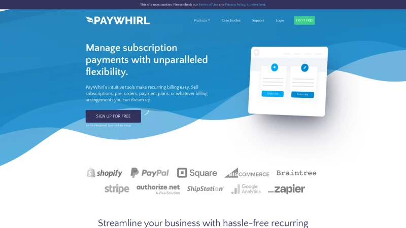 Homepage of paywhirl