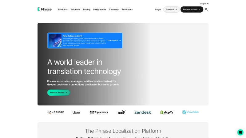 Homepage of phraseapp