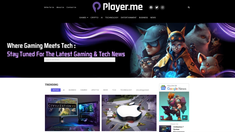 Homepage of player