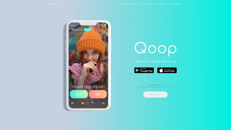 Homepage of qoopapp