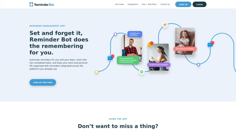 Homepage of reminderbot