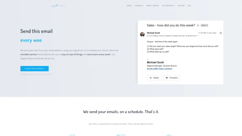 Homepage of schedulethatemail