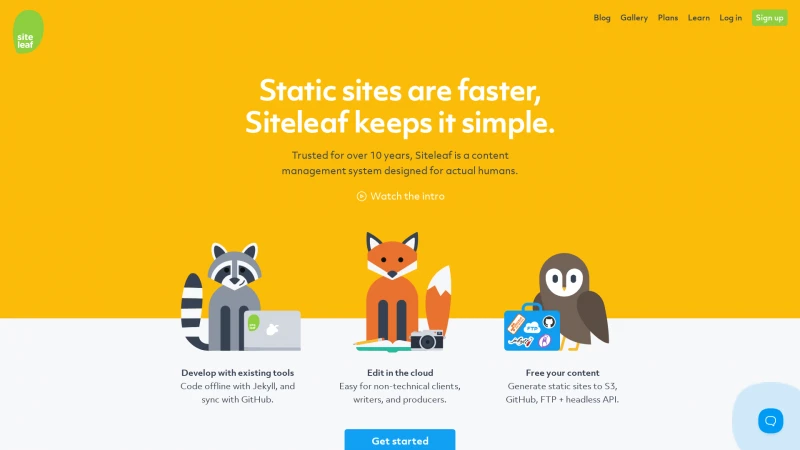 Homepage of siteleaf