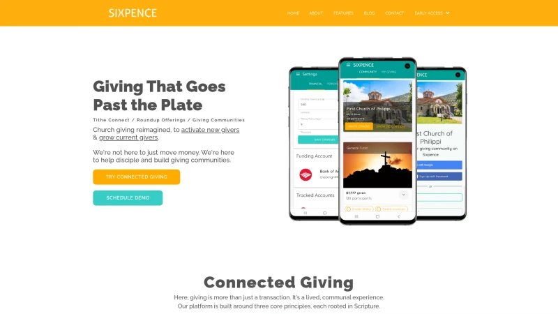 Homepage of sixpenceapp