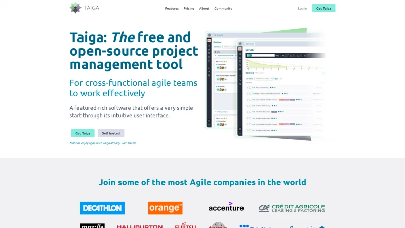 Homepage of taiga