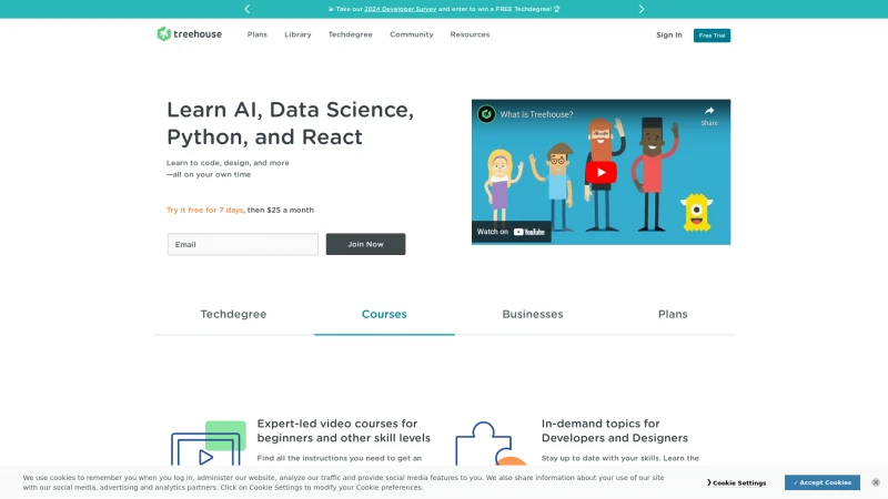 Homepage of teamtreehouse