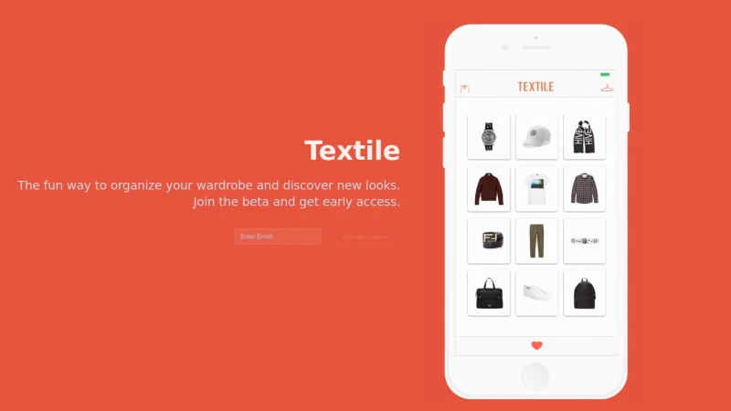 Homepage of textileapp