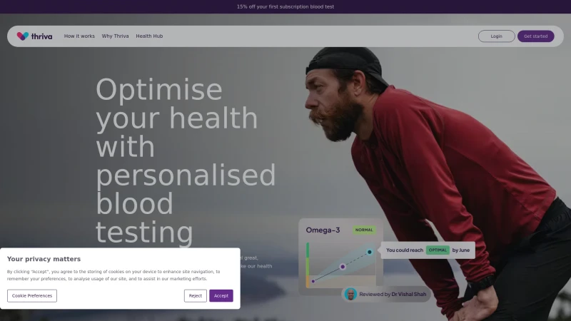 Homepage of thriva