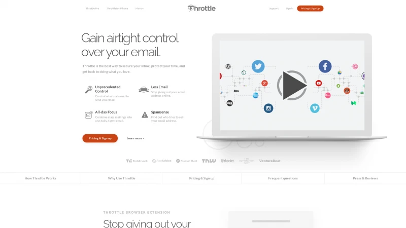 Homepage of throttlehq