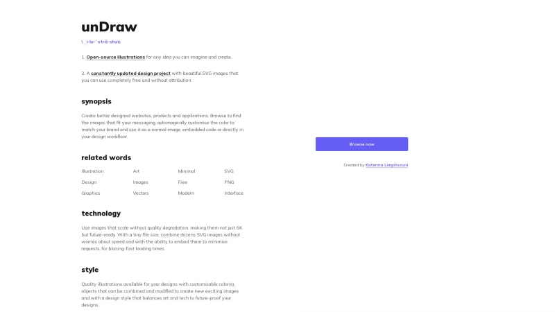 Homepage of undraw