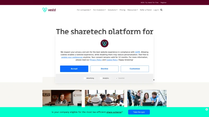 Homepage of vestd