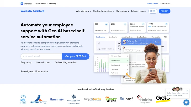 Homepage of workativ