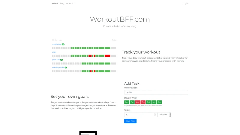 Homepage of workoutbff