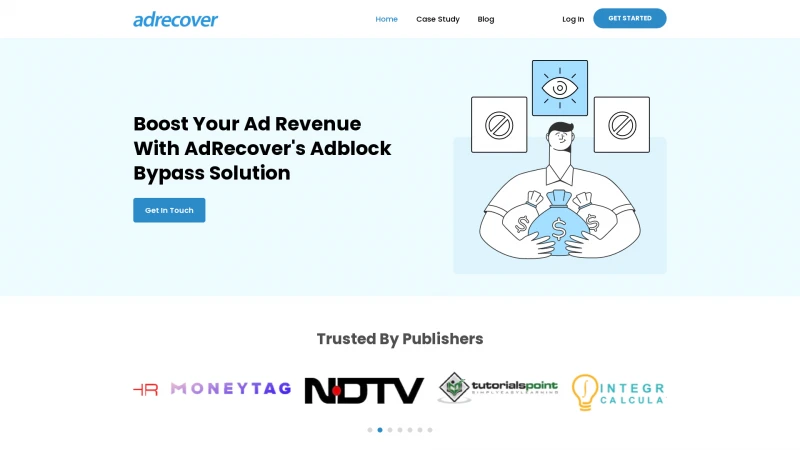 Homepage of adrecover