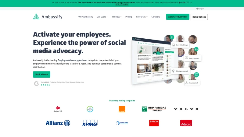 Homepage of ambassify