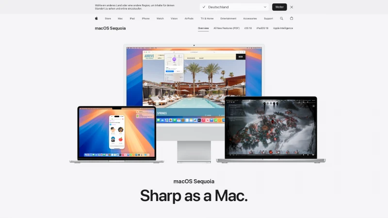 Homepage of apple