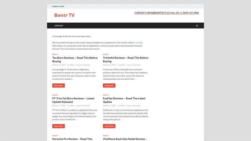 Homepage of bantr