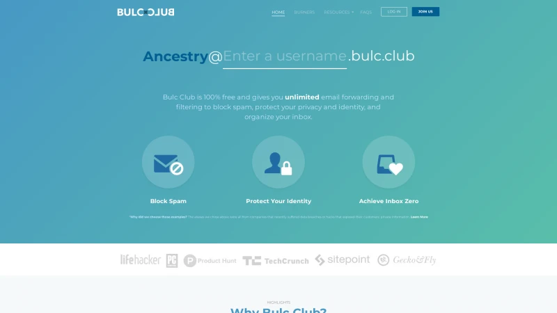 Homepage of bulc