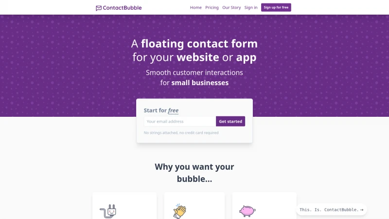 Homepage of contactbubble