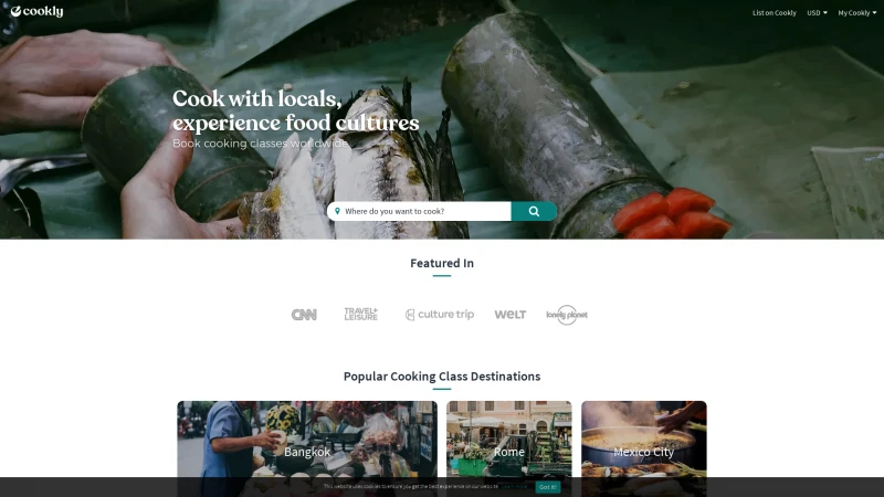 Homepage of cookly