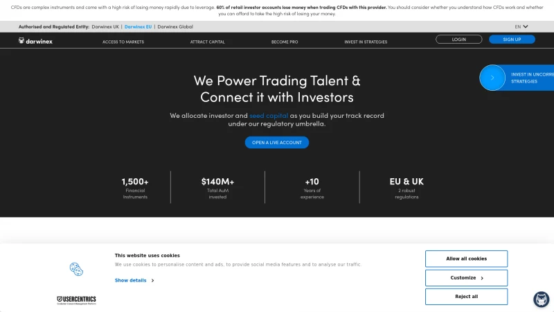 Homepage of darwinex