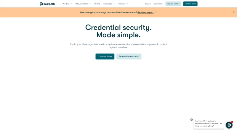 Homepage of dashlane