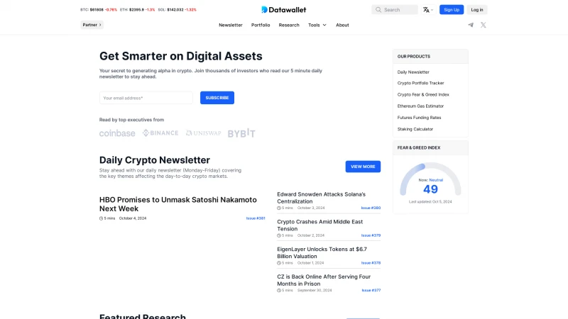 Homepage of datawallet