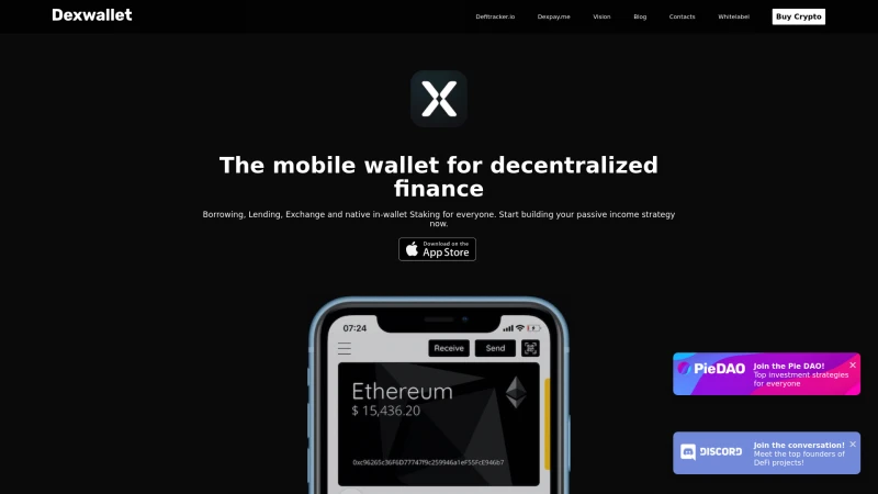 Homepage of dexwallet