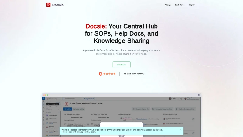 Homepage of docsie