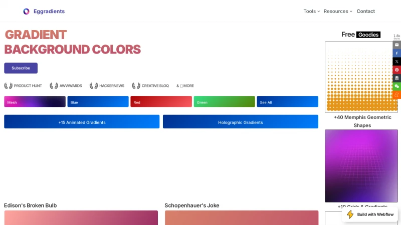 Homepage of eggradients