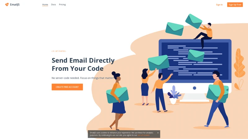 Homepage of emailjs