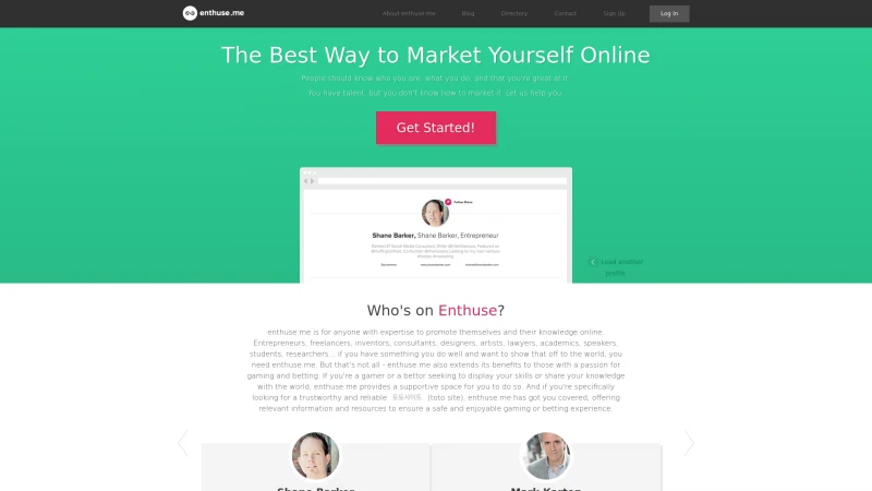 Homepage of enthuse