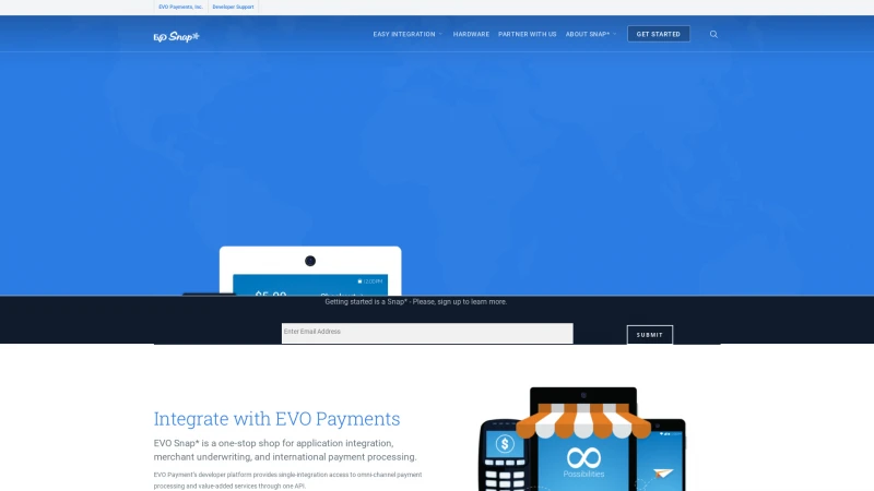 Homepage of evosnap