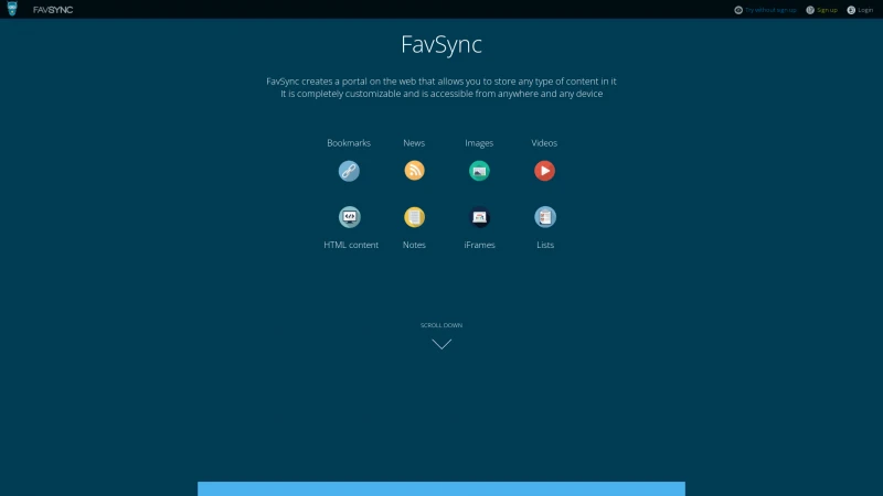 Homepage of favsync