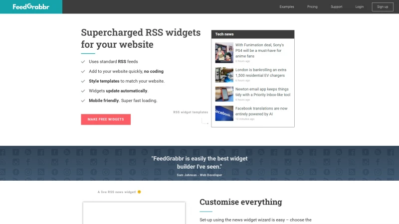 Homepage of feedgrabbr