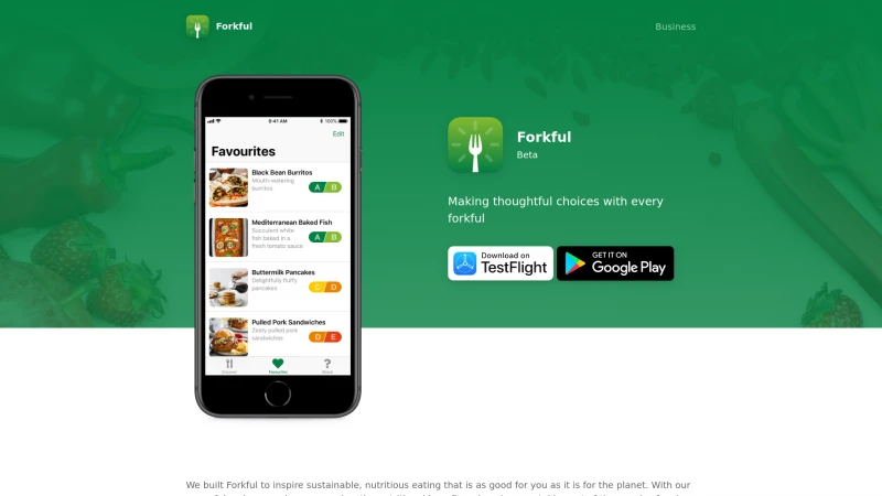 Homepage of forkful