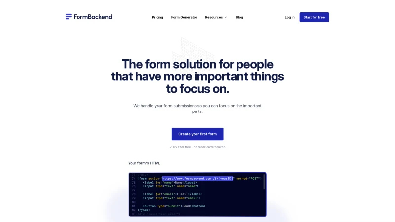 Homepage of formbackend