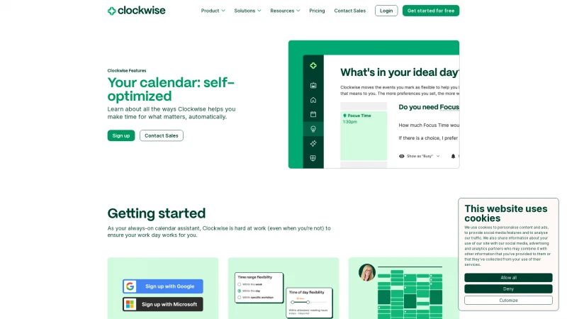 Homepage of getclockwise