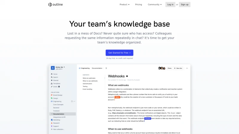 Homepage of getoutline