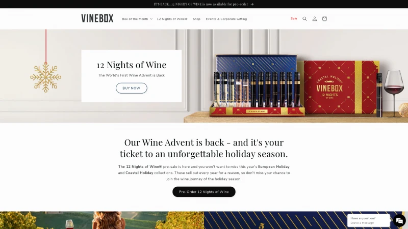 Homepage of getvinebox