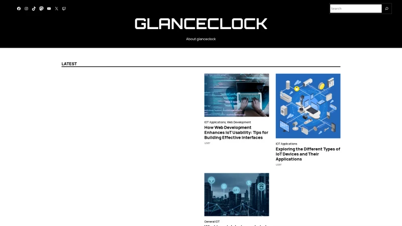 Homepage of glanceclock