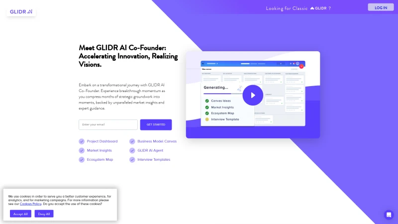 Homepage of glidr